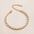 Elegant gold-plated tennis bracelet featuring rectangular clear zircons and K18 engraving - Transparent Style (Style 06)
