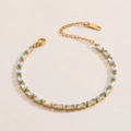 Gold-plated bracelet featuring rectangular light blue zircons and adjustable chain - Light Blue Style (Style 07)