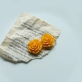DIY yellow resin 3D rose flower charms for handmade earrings and crafts, 24mm size - Yellow