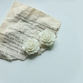 Stereo white resin rose flower accessories for DIY earrings and handmade jewelry - White