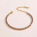 Elegant gold bracelet with rectangular purple zircon stones and adjustable lobster clasp - Purple Style (Style 11)