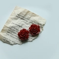 Deep red resin rose resin charm with 3D embossed petals for DIY handmade jewelry - Burgundy