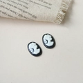 Classic oval vintage cameo relief charms for DIY jewelry making in black and white - Black And White Lady Relief (B69-1-18)