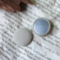 Set of two round grey fabric covered buttons with metal back for suits and coats - Grey/White