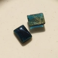 Close-up of translucent square resin charms with gold silk and blue glitter finish - Large Rectangular Navy