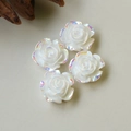 Vintage schillernde weiße Harz-Rosenanhänger mit AB-Beschichtung für DIY-Schmuck - Irisierende Rose (Nr. 1)