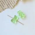 Detail of translucent green acrylic bear charms for DIY jewelry with gold metal pins - 1 Piece/Pack / Green