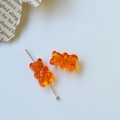 Detail of orange jelly bear beads with metal pin for DIY jewelry making accessories - Dark Orange