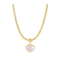 Collar vintage de cadena de serpiente dorada con colgante de corazón y grabado de Love - Collar con Colgante de Corazón