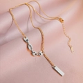 Collar de moda bicolor con eslabones de grano de café y colgante rectangular en seda - Empalmado en Dos Tonos