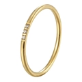 Anillo fino dorado minimalista con tres piedras redondas de circonita cúbica - US 5 / Oro Triple Diamante