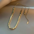 Collar de acero de titanio pulido con barras rectangulares doradas para mujer - Estilo Rectángulo / Bloque Rectangular Dorado