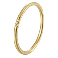 Anillo fino minimalista dorado con una pequeña piedra de circonita redonda para mujer - US 5 / Diamante Solitario Dorado