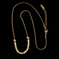 Collar de cadena de serpiente en acero titanio dorado con barras y sello 18KGP - Estilo Cuadrado de Cuentas Redondas / Cuadrado de Cuentas Redondas Minimalista-Dorado