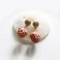 Handmade vintage gold earrings with preserved deep pink dried flower petal drops - Deep Pink (1)