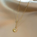 Collar de signo zodiacal cabeza de tigre dorado con piedra en cadena fina - Estilo Cabeza de Tigre / Dorado
