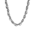 Chunky silver twisted rope chain necklace with interlocking geometric links for women - Thick Braided Chain (DM-1723) / Silver