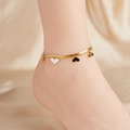 Elegant gold double-layer heart anklet featuring snake chain and white heart pendant - Double Layer Heart Shell Style (2480) / Gold