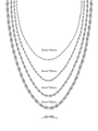 Comparison of silver stainless steel rope chains in 2mm, 3mm, 4mm, and 5mm widths - 45cm / 2mm Silver