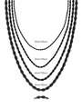 Detail of black stainless steel rope chains in 2mm to 5mm widths and various lengths - 2mm x 45cm / Black