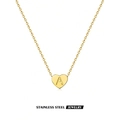Collar de acero inoxidable chapado en oro con colgante de corazón y la letra A - Oro A