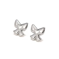 Silver bow stud earrings with heart detail in a sleek 2024 minimalist fashion style - Silver Heart Bow Style (BE45243A0W0)