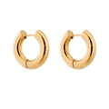 Minimalist thick gold circle hoop earrings in polished stainless steel for women - Gold (E3667)
