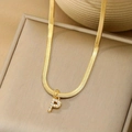 Gold stainless steel snake chain necklace featuring a sparkling letter P zircon pendant - Letter P