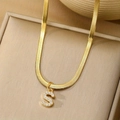 Golden snake chain necklace with sparkling crystal encrusted letter S pendant in a gift box - Letter S