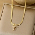 Golden snake chain necklace with sparkling crystal encrusted letter T pendant for women - Letter T