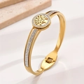 Vergoldetes Edelstahlarmband Lebensbaum mit funkelndem Strassbesatz für Damen - 1617-Gold-Lebensbaum