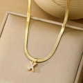 Gold herringbone chain necklace featuring a sparkling zircon micro-pave letter X pendant - Letter X