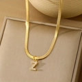 Gold snake chain necklace with letter Z pendant inlaid with sparkling white zircons - Letter Z