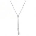 Verstellbare Y-Halskette aus Edelstahl mit eleganten Wassertropfen-Anhängern - Halskette / Silber