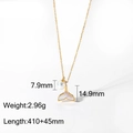 Gold 18k plated titanium fishtail necklace with white pearl and specific dimensions - Fish Tail Artificial Pearl Style (H217) / 7.9mm Pearl (14.9mm Pendant Height) / Gold