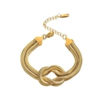 Pulsera de cadena de serpiente doble de acero inoxidable chapado en oro 18K con nudo - Estilo Cadena de Serpiente Anudada (E77) / Dorado