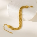 Four-strand twisted rope chain bracelet in gold finish with adjustable lobster clasp - Triple Layer Rope Chain / Gold