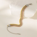 Three-tone twisted rope chain bracelet in gold, silver, and rose gold stainless steel - Triple Layer Rope Chain / Three Colors
