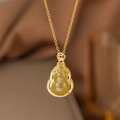 Collana con ciondolo a forma di zucca in agata gialla e finitura dorata - Catena a O Hulu (9062) / Oro