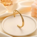 Minimalist double-layered gold knotted open bangle for women with polished metal finish - E200 Double Layer Bangle Gold