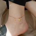 Gold-plated starfish and seashell charm anklet with small rhinestone for women - 【b58】single-layer Starfish Shell Anklet Gold