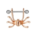 Rose gold spider nipple ring piercing with 316 surgical steel barbell and silver beads - Rose Gold