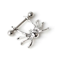 Surgical steel spider nipple ring barbell with a polished silver finish for body piercing - Silver (White)