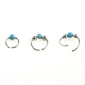 Ensemble de trois anneaux de nez en acier inoxydable avec perles turquoise et détails argent - 6mm Ton Acier Turquoise