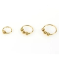 Lot de trois anneaux de nez dorés en acier inoxydable avec perles et fil métallique torsadé - 8mm Ton Or Perle