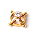 Detailed macro view of gold-plated non-piercing nipple ring with cubic zirconia - Gold