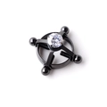 Λήψη macro από μαύρο ψεύτικο piercing με ρυθμιζόμενες βίδες και λευκό ζιργκόν - Μαύρο