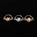 Set van drie boho neusringen met zirkonia in goud, zilver en roségoudkleurige afwerking - Vintage holle stijl / Zilver (1 Zirkonia)