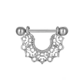 Silver stainless steel nipple ring featuring mandala flower dangle and barbell - Steel