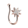 Elegant rose gold star-shaped nose hoop set with clear zircon stones on a white background - 5-Zirconia Star Style / Rose Gold